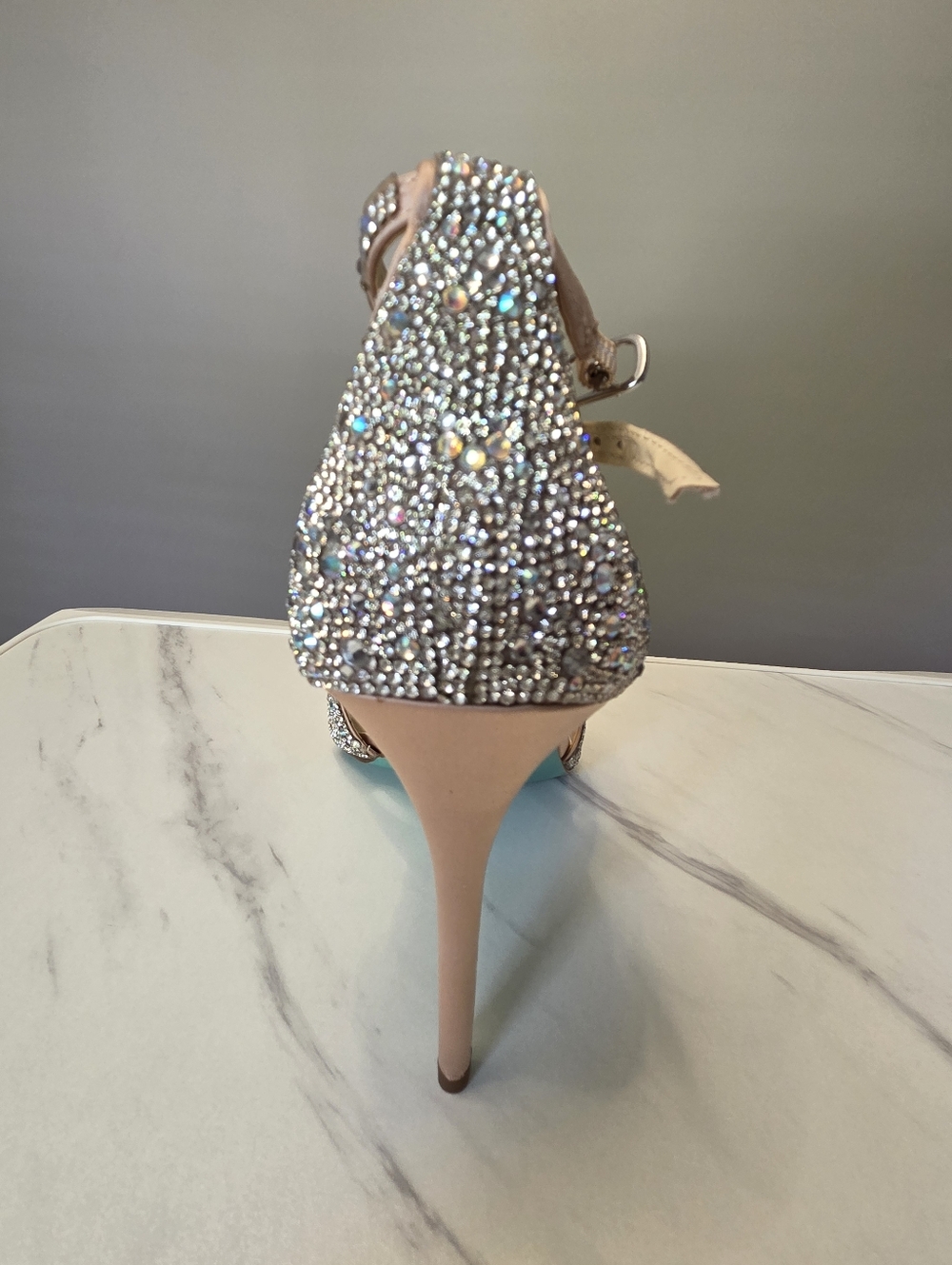 Betsy Johnson x David's Bridal Champagns Crystal Strappy Heels - Picture 7 of 10